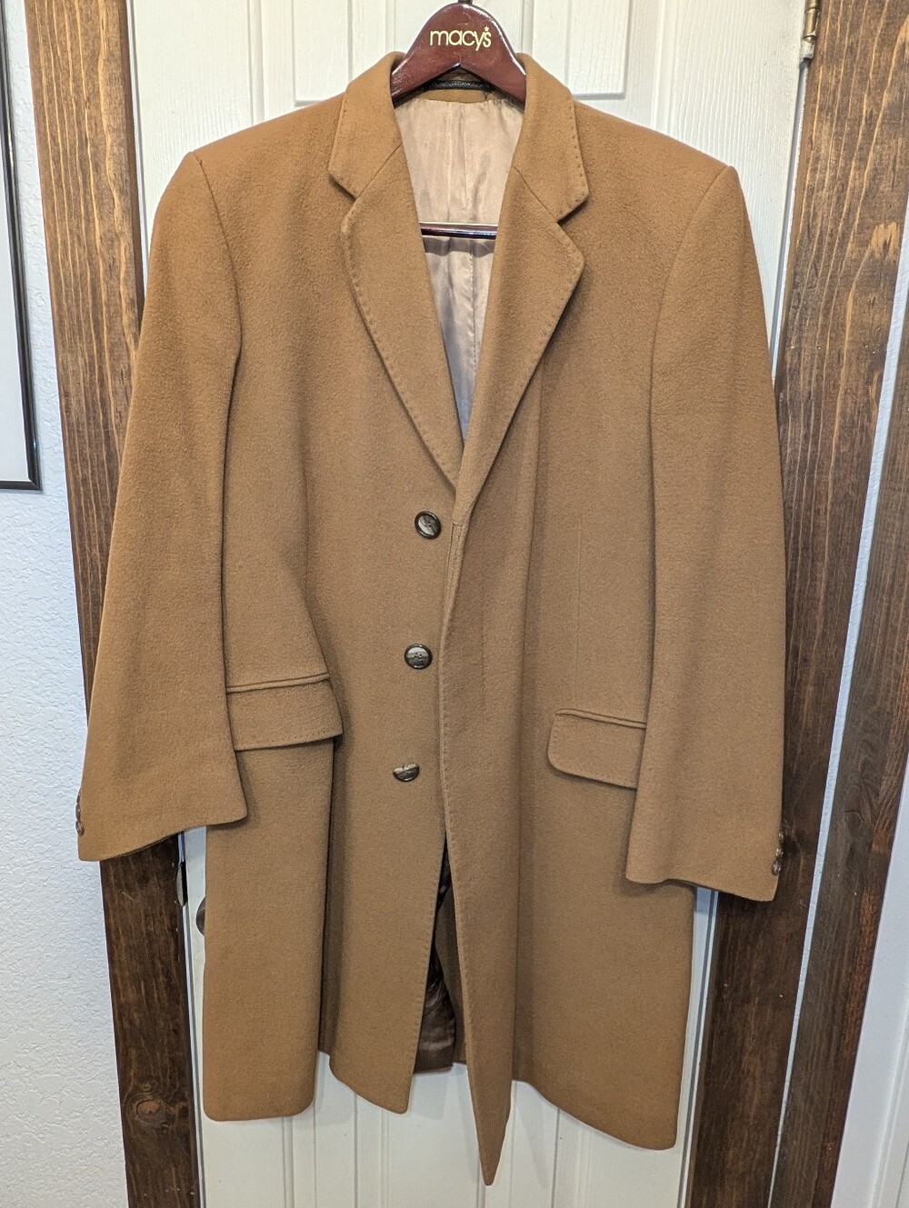 Vintage 50s-60s Cecil Gee 100% Cashmere Unisex Peacoat Camel Brown Pockets